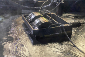 Oil skimmers in industrial pit