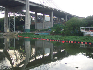 Boom containing aquatic plants and weeds