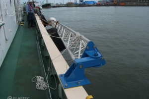 Rubbermax V-Sweep arm stowed on a ship