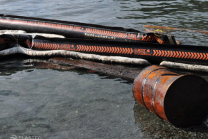 Inflatable boom in Port Williams