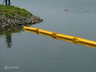 तट के निकट नदी में उफान