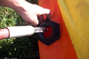 Filling Tundraguard water ballast skirt
