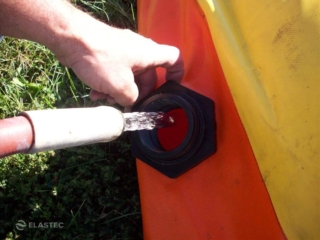 Filling Tundraguard water ballast skirt