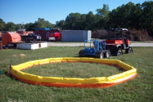 Water ballasted oil spill containment boom