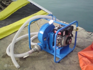 Blower for inflatable oil boom
