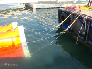 Containment boom connected to tow bridles