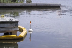 Navigation light buoy in water