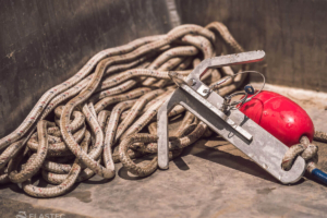 Grapple hook for containment boom