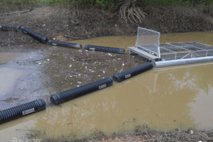Brute Bin floatable trash collection device