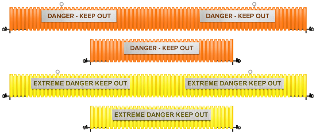 Brute Boom restriction barrier signage