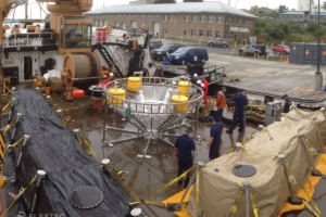 Two deck tanks for oil storage