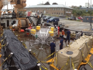 Two deck tanks for oil storage