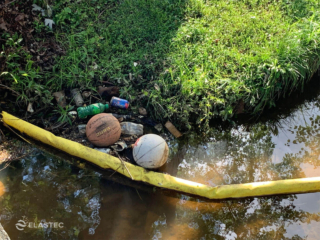 Roadside trash and debris stopped by Bottle Boom
