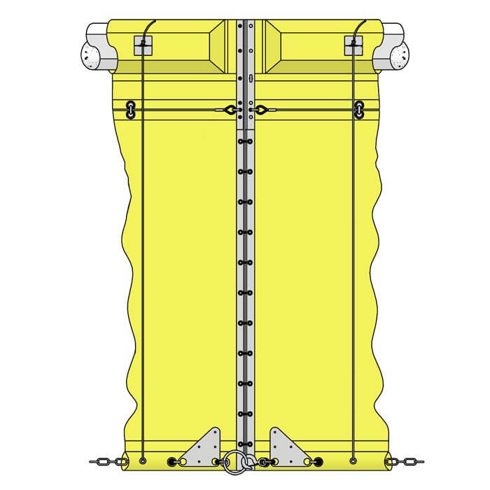 Cortina de turbidez Ruffwater Screen com sistema de reefing