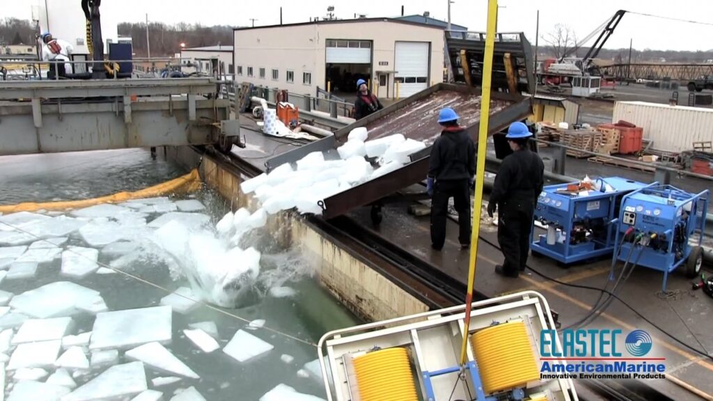 Ohmsett Oil Skimmer Ice Tests 2013