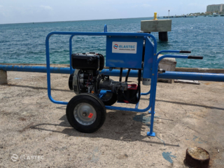 Elastec hydraulic power unit on a dock