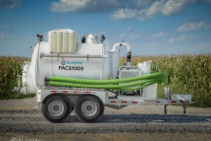 Vacuum trailer on country road