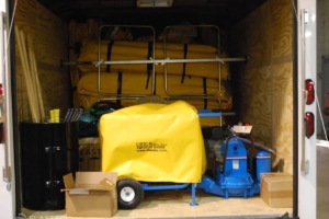 Power unit and other response equipment inside trailer