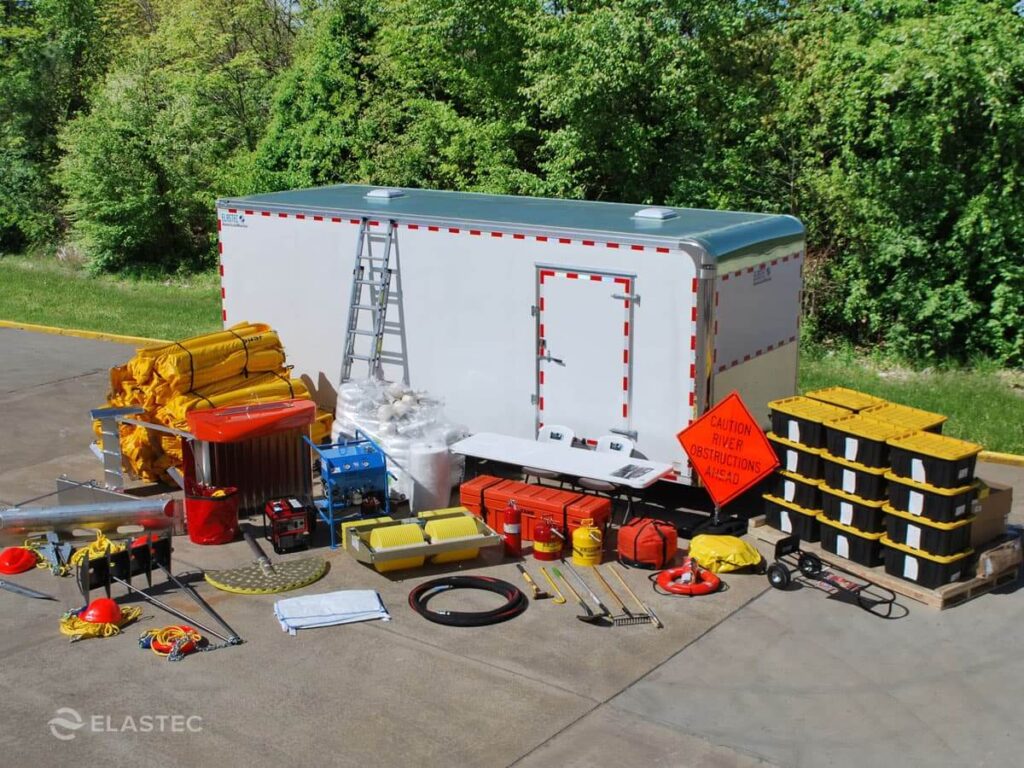 Oil spill response equipment with trailer