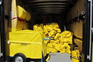 Oil spill response equipment trailer interior