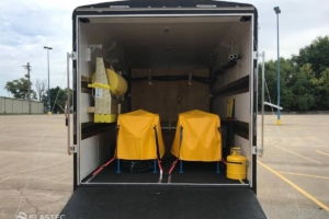 Oil spill equipment inside trailer