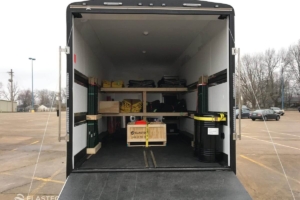 Railway oil spill response trailer interior