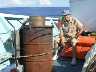Small incinerator on boat