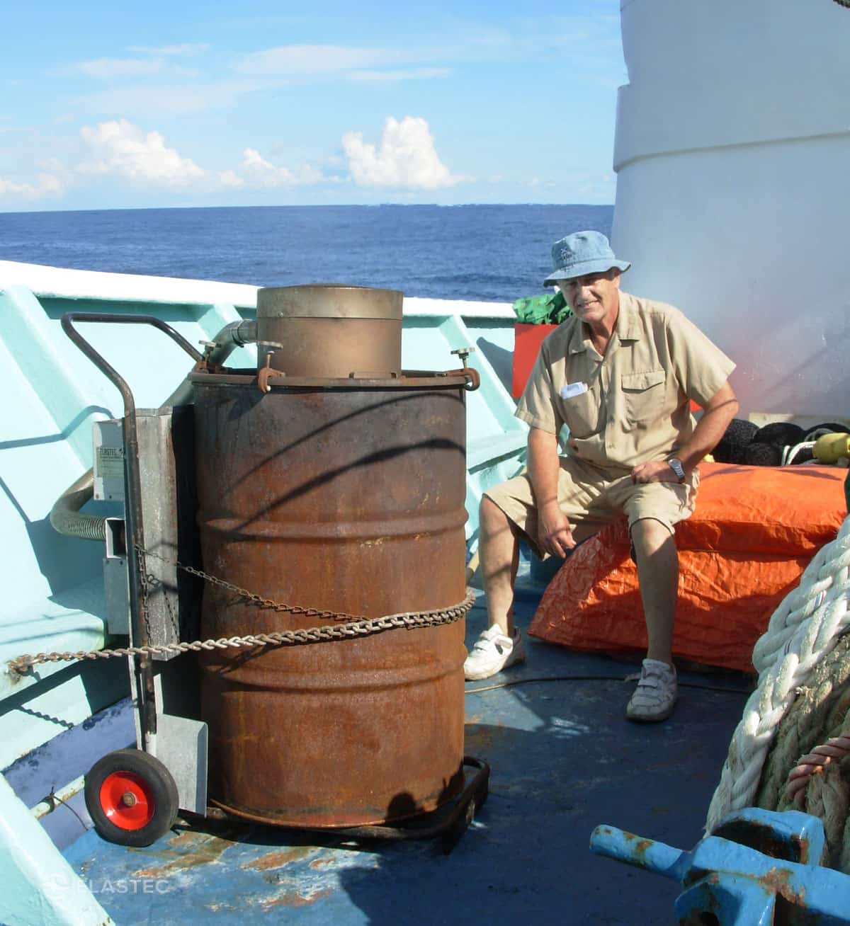 Small incinerator on boat
