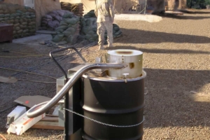 SmartAsh portable incinerator for military camp