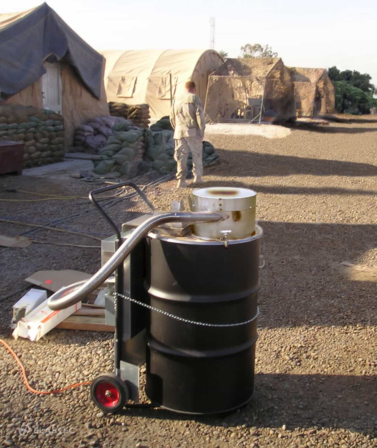 SmartAsh portable incinerator for military camp