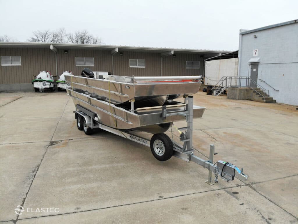 Elastec Inlander boats stacked