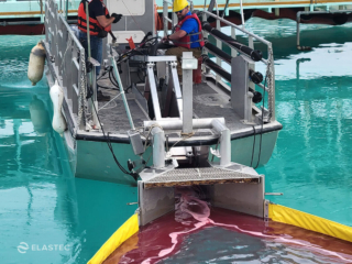 Grooved disc skimmer boat insert