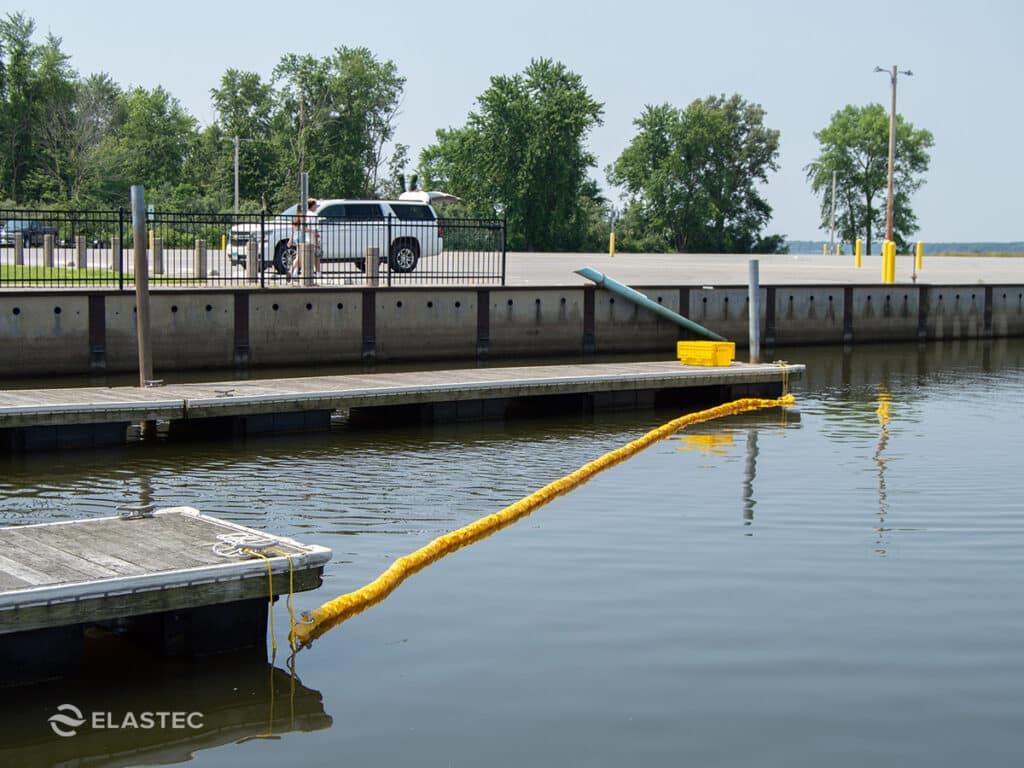 Elastec instant containment boom for docks